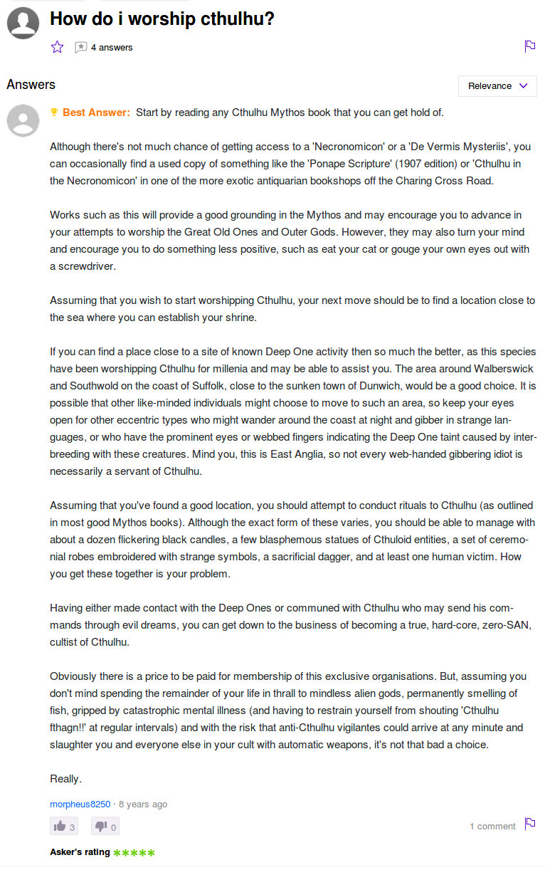 Awesome yahoo answers Q&A